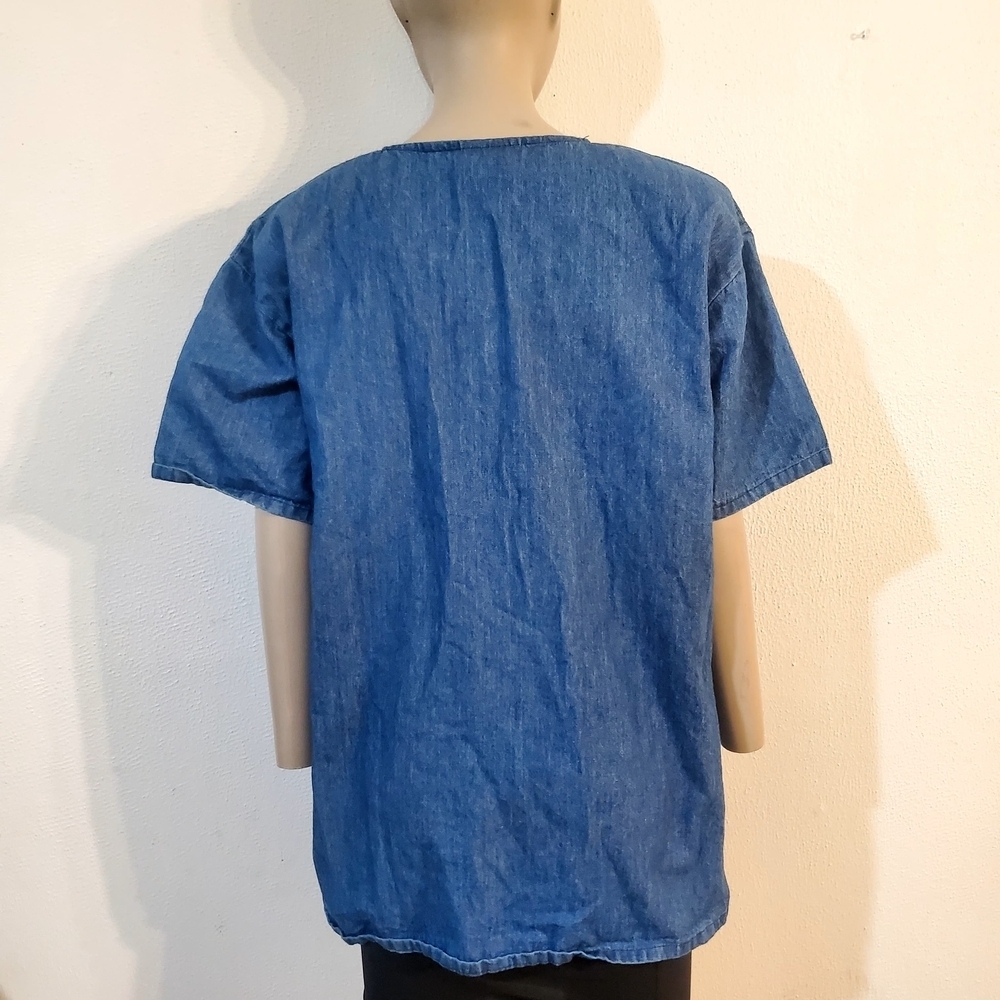 Blue Denim Short Sleeve Top - Picture 7 of 8